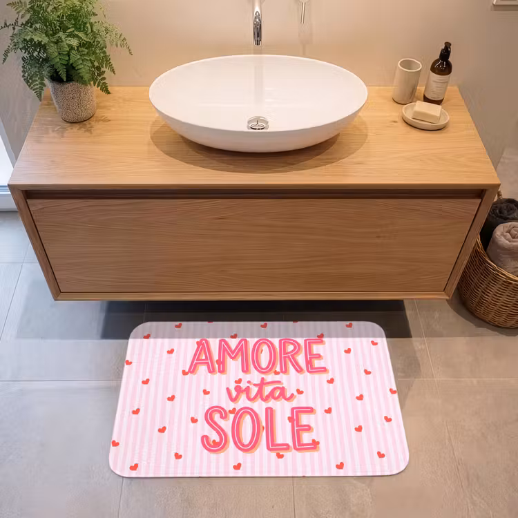 Amore vita sole - Roze - Hartjes Badmat middel -sfeer1