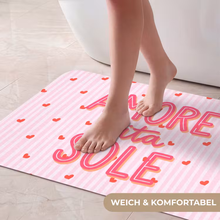 Amore vita sole - Roze - Hartjes Badmat middel -USP_ZachtDE