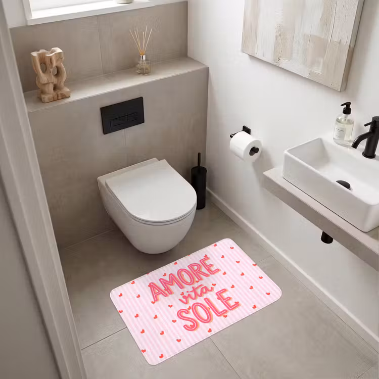 Amore vita sole - Roze - Hartjes Badmat middel -sfeer4