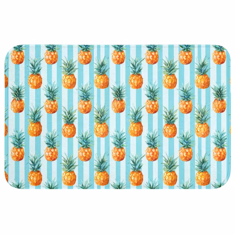 Ananas - Strepen - Groen Badmat middel 997 -3d