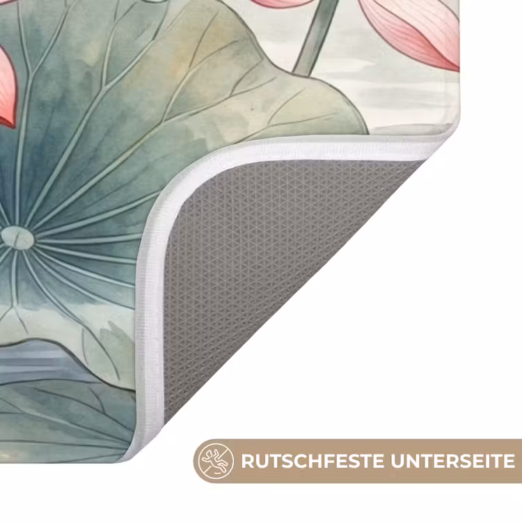 Aquarel - Lotusbloemen - Kleurrijk Badmat middel -USP_AntislipDE