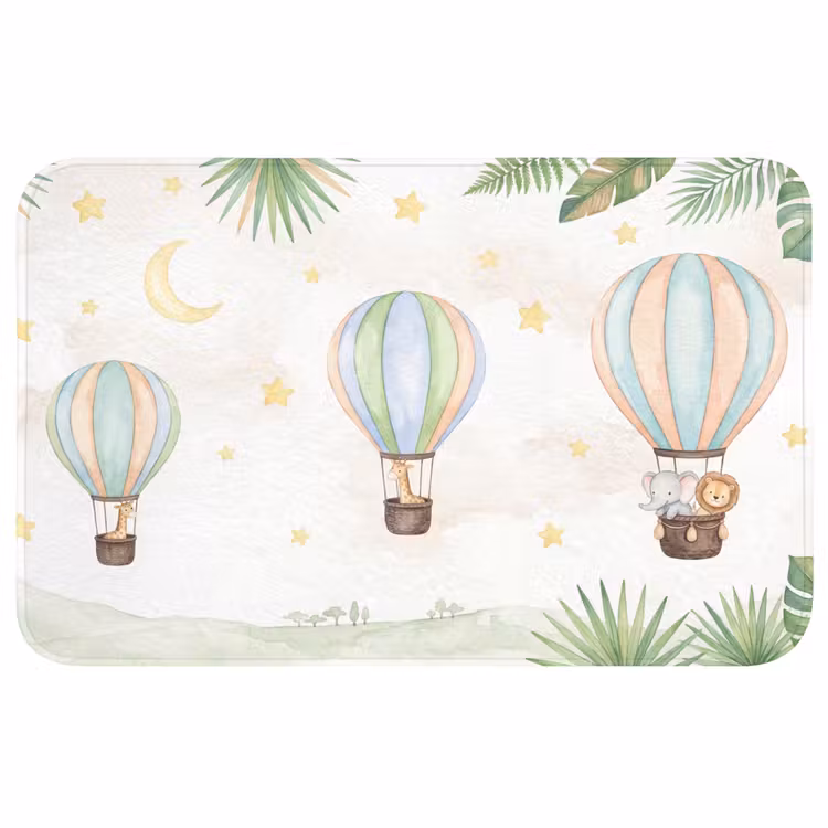 Aquarel - Luchtballonnen - Pastel Badmat middel -3d