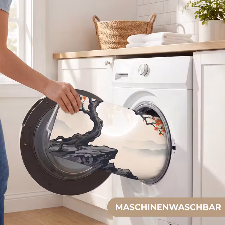 Aziatisch - Bloesem - Rood Badmat middel -USP_WasbaarDE