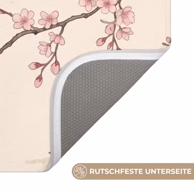 Aziatisch - Kraanvogel - Beige Badmat middel -USP_AntislipDE