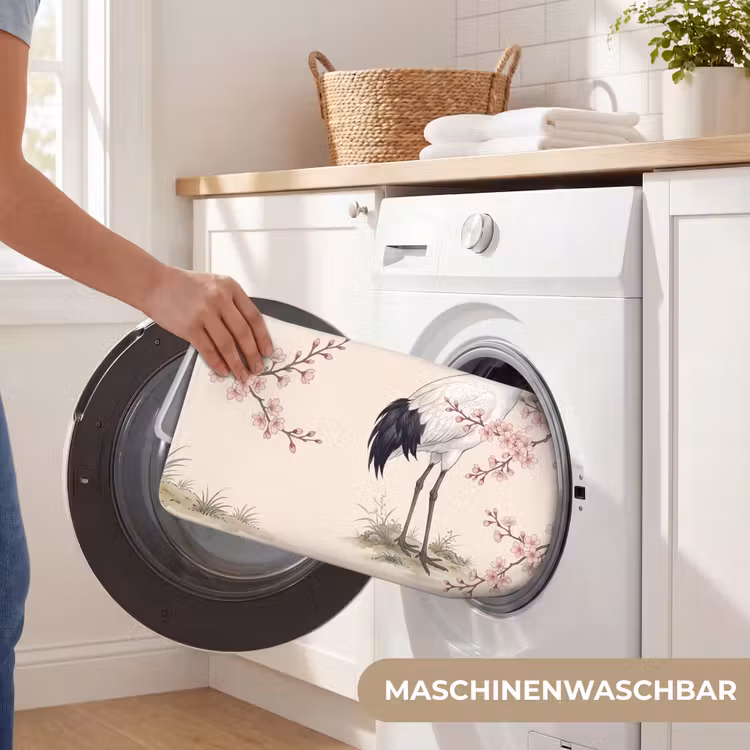 Aziatisch - Kraanvogel - Beige Badmat middel -USP_WasbaarDE