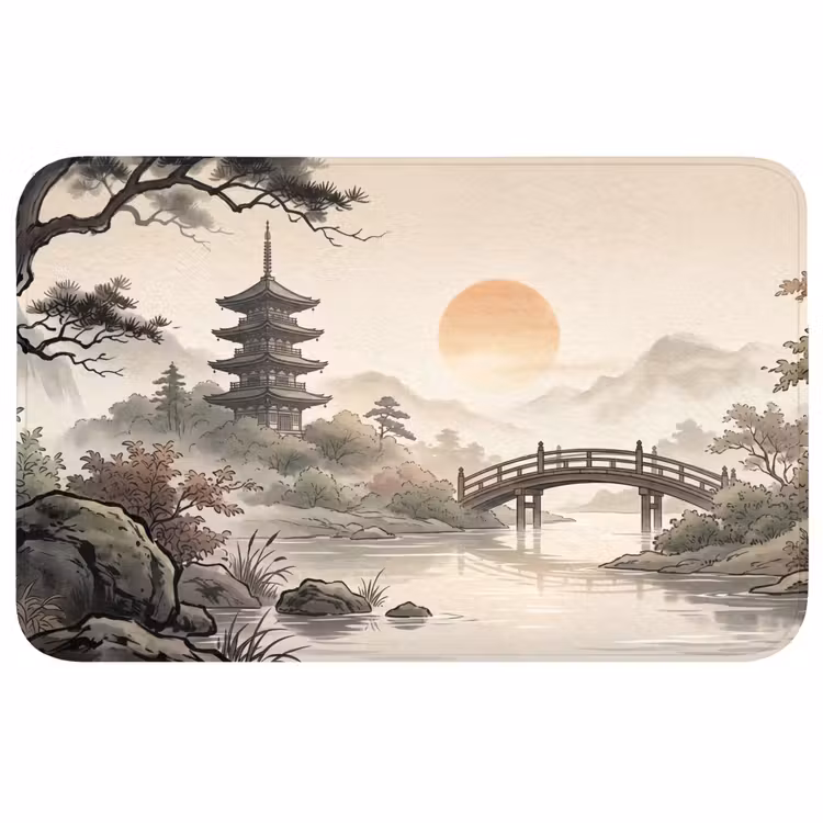 Azië - Landschap - Kleurrijk Badmat middel -3d