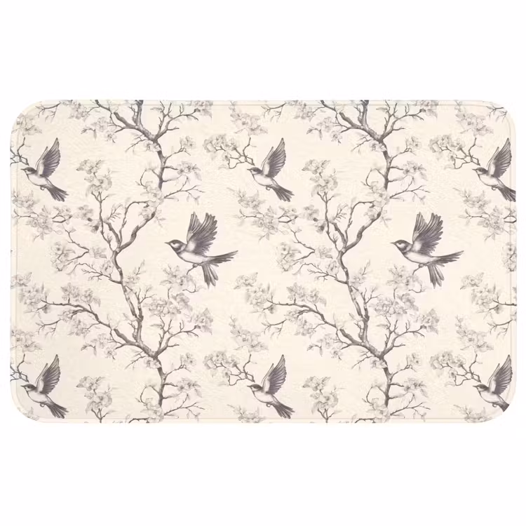 Takken - Vogels - Beige Badmat middel 997 -3d