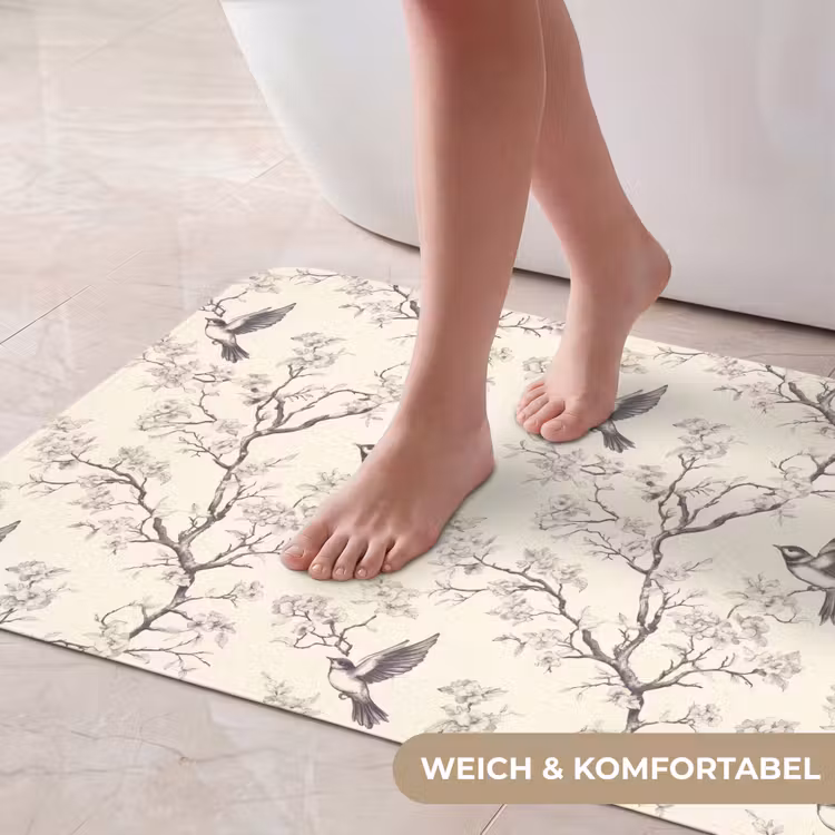 Takken - Vogels - Beige Badmat middel 997 -USP_ZachtDE
