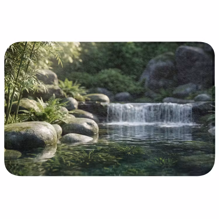 Beek - Waterval - Natuur - Groen Badmat middel -3d