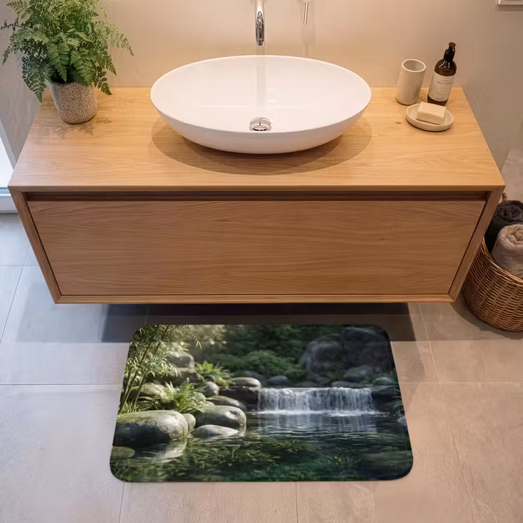 Beek - Waterval - Natuur - Groen Badmat middel -sfeer1