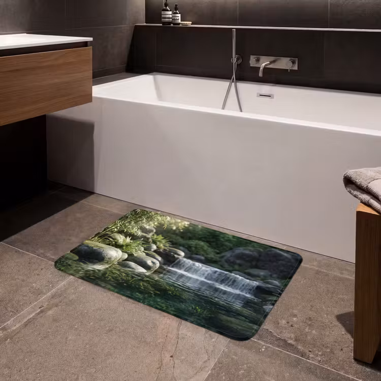 Beek - Waterval - Natuur - Groen Badmat middel -sfeer3