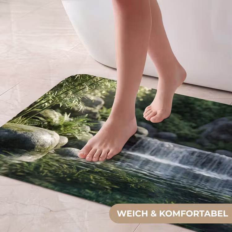 Beek - Waterval - Natuur - Groen Badmat middel -USP_ZachtDE