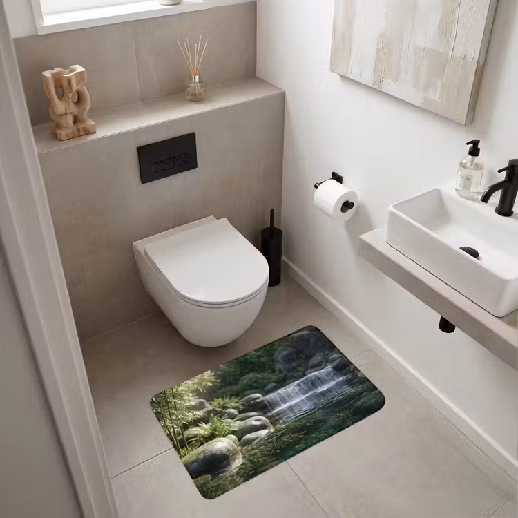 Beek - Waterval - Natuur - Groen Badmat middel -sfeer4