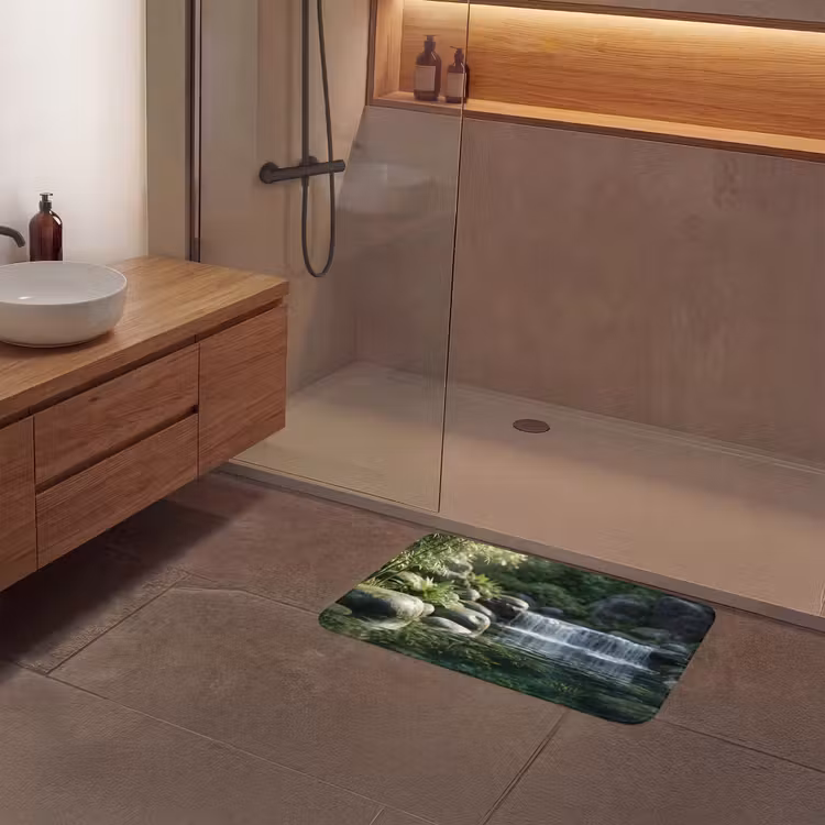 Beek - Waterval - Natuur - Groen Badmat middel -sfeer2