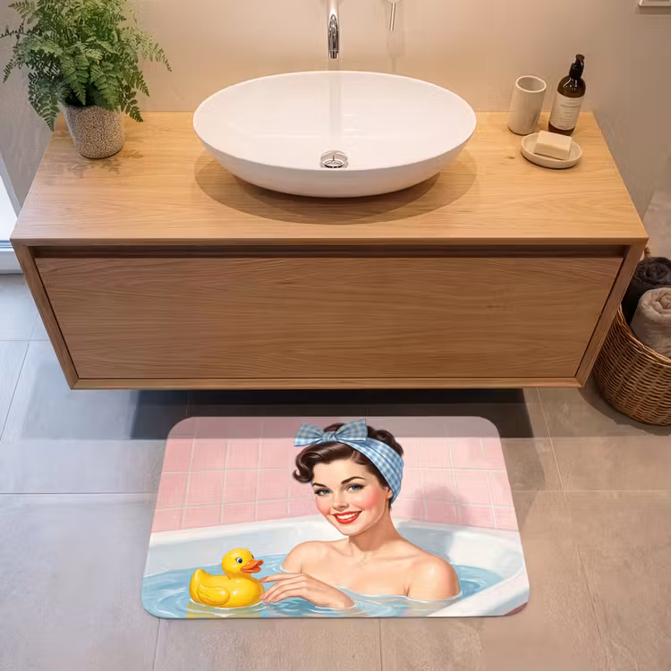 Badkamer - Eend - Blauw Badmat middel -sfeer1