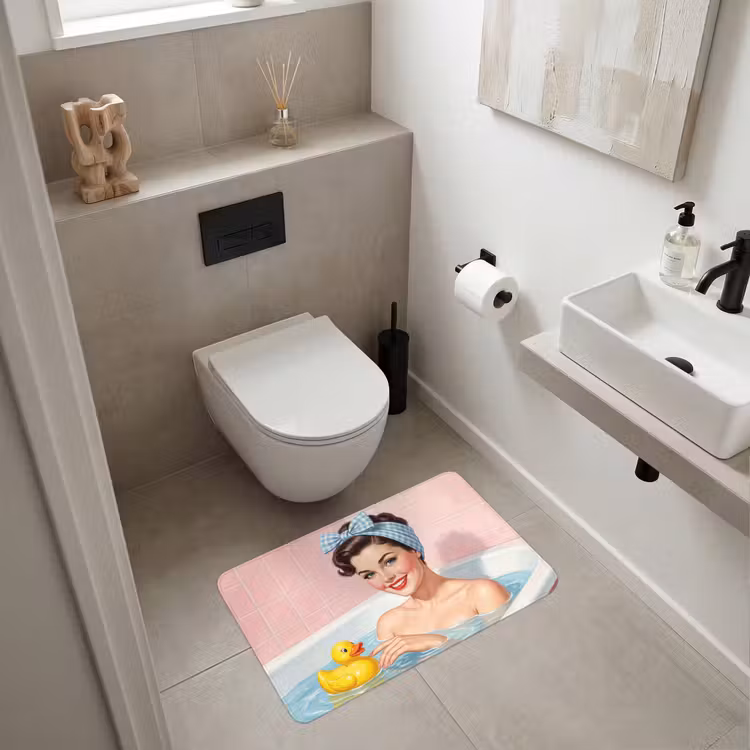 Badkamer - Eend - Blauw Badmat middel -sfeer4