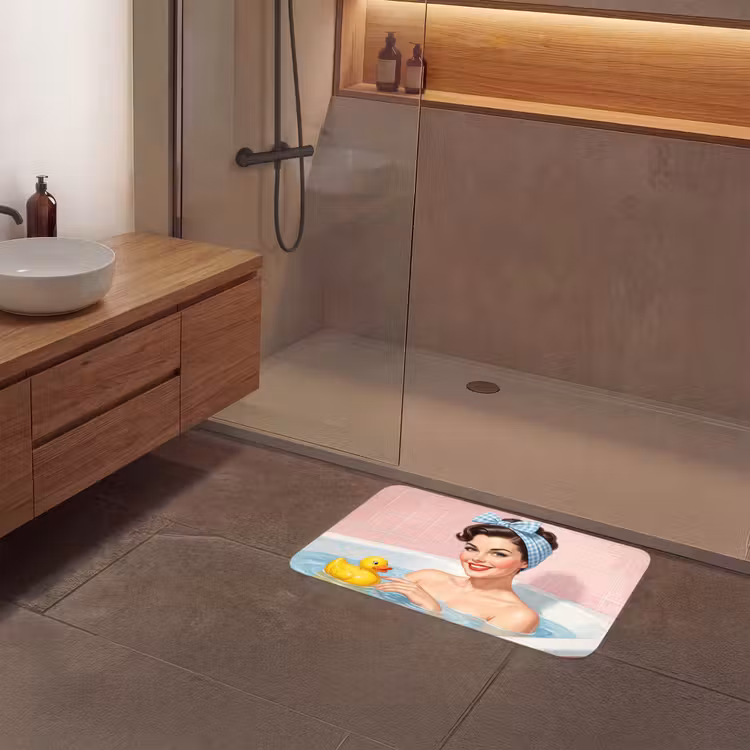 Badkamer - Eend - Blauw Badmat middel -sfeer2