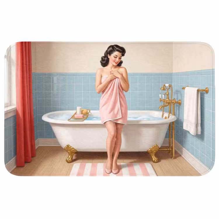 Badkamer - Vrouw - Roze Badmat middel -3d