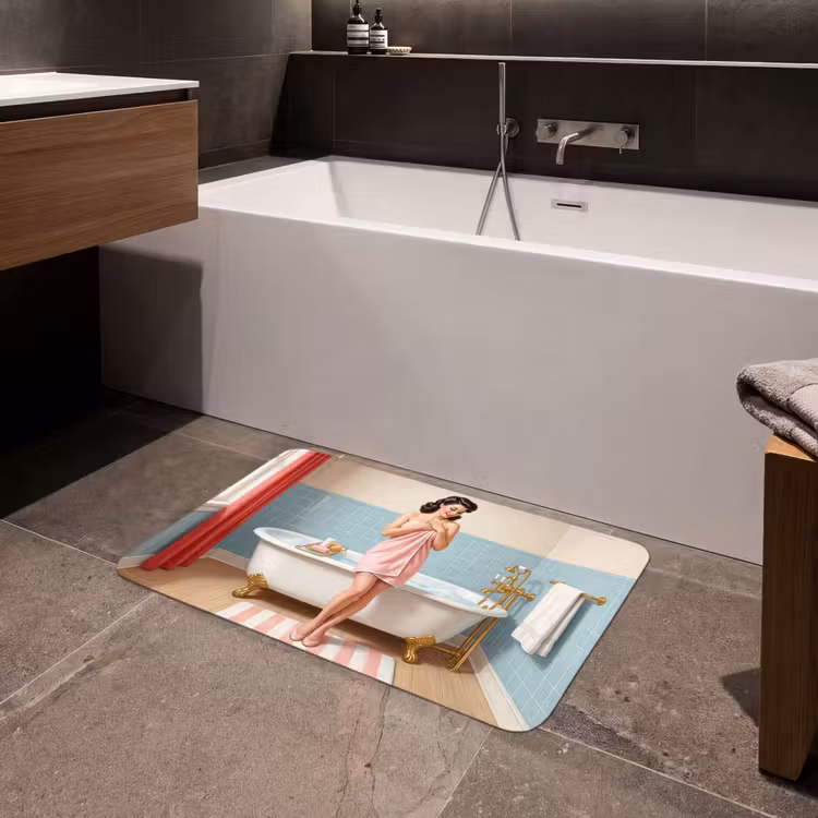 Badkamer - Vrouw - Roze Badmat middel -sfeer3