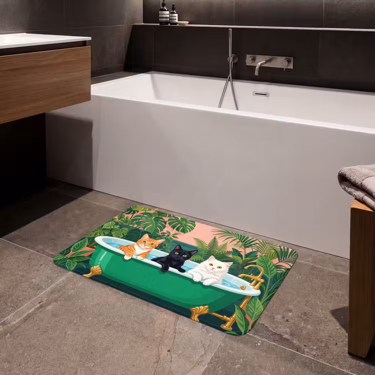 Badkamer - Kattenparade - Kleurrijk Badmat middel -sfeer3