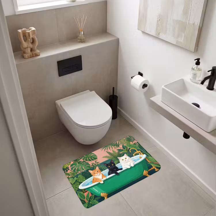 Badkamer - Kattenparade - Kleurrijk Badmat middel -sfeer4