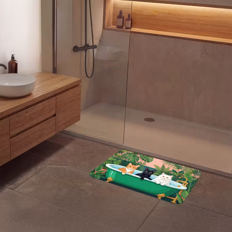 Badkamer - Kattenparade - Kleurrijk Badmat middel -sfeer2