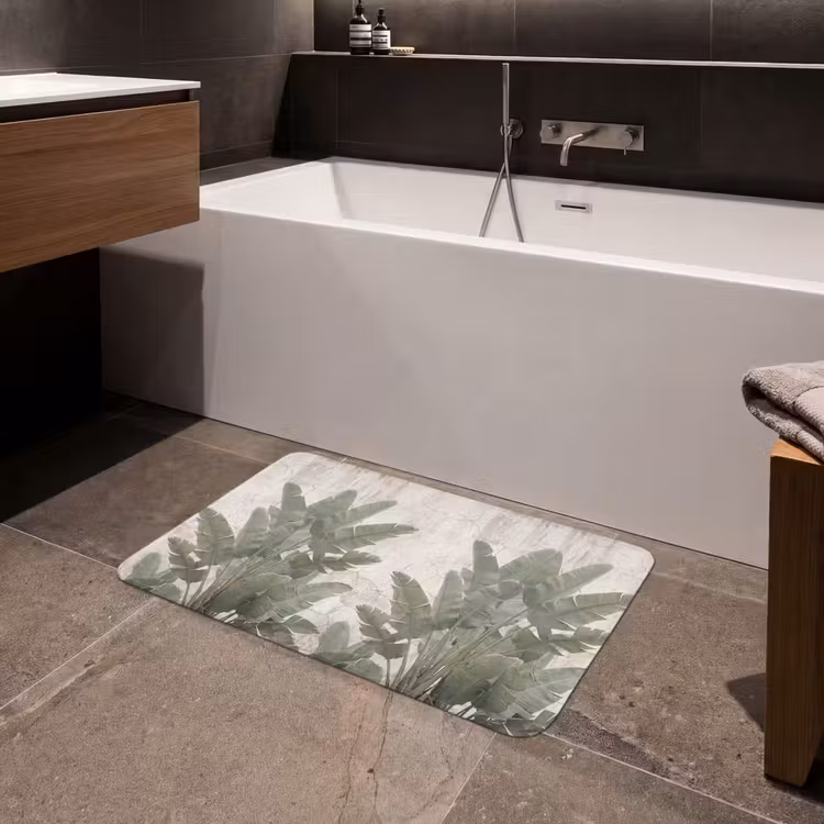 Bananenbladeren - Beton - Groen Badmat middel -sfeer3