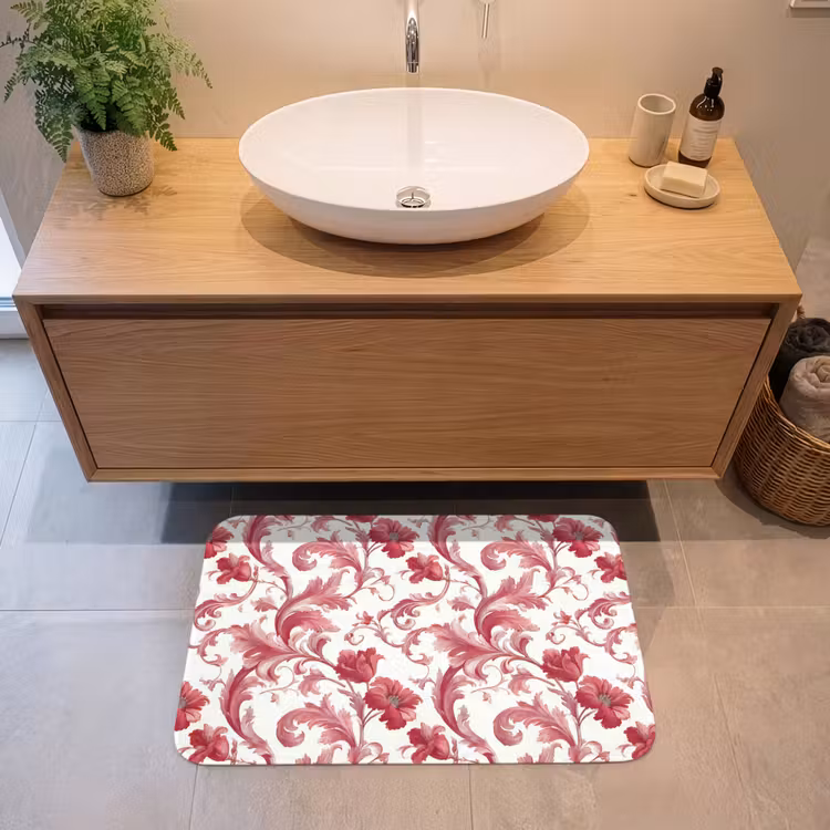 Barok - Patroon - Rood Badmat middel 997 -sfeer1