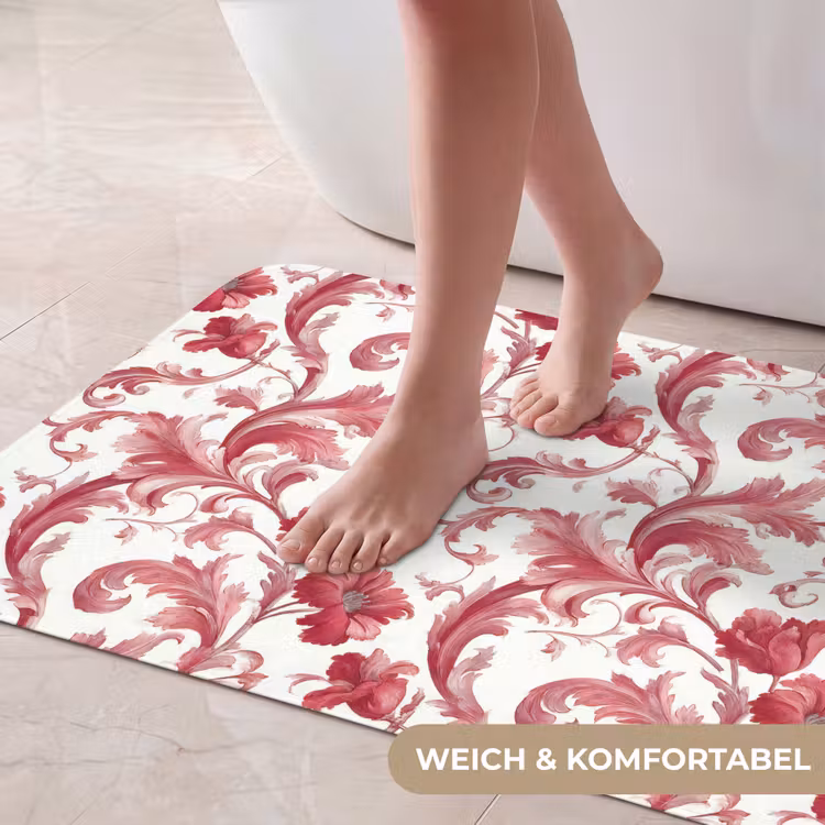 Barok - Patroon - Rood Badmat middel 997 -USP_ZachtDE