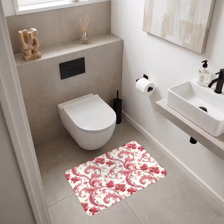 Barok - Patroon - Rood Badmat middel 997 -sfeer4