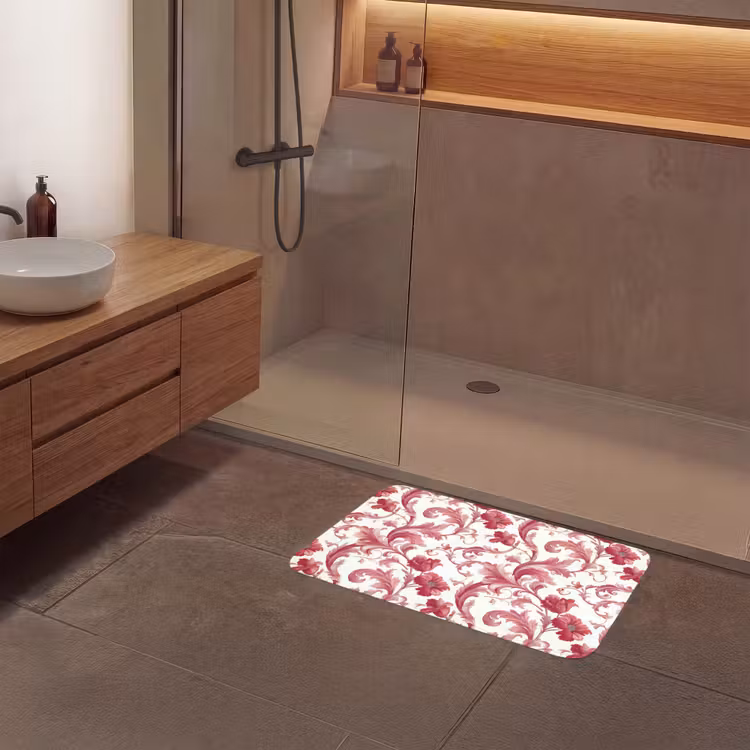 Barok - Patroon - Rood Badmat middel 997 -sfeer2