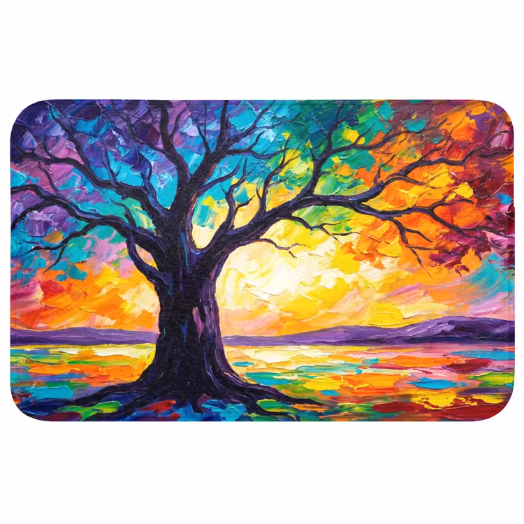 Boom - Landschap - Natuur - Abstract - Kleurrijk Badmat middel -3d