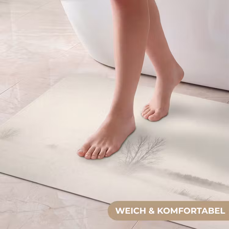 Boom - Mist - Sneeuw - Winter - Minimalistisch Badmat middel -USP_ZachtDE