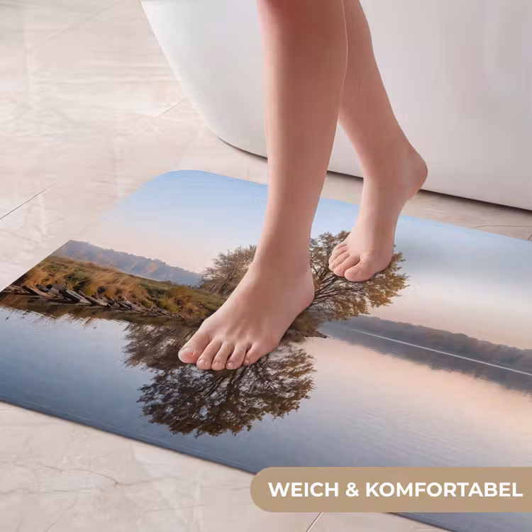 Bomen - Reflectie - Water - Zonsopgang - Serene Badmat middel -USP_ZachtDE