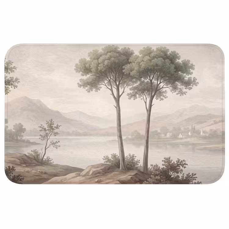 Bomen - Meer - Bergen - Illustratie Badmat middel -3d