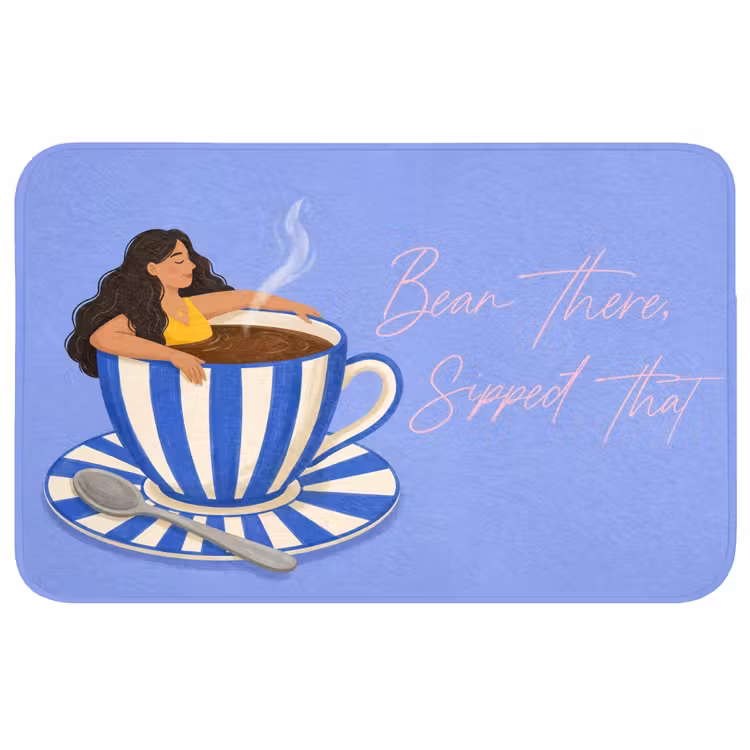 Mok - Koffie - Vrouw - Paars Badmat middel -3d