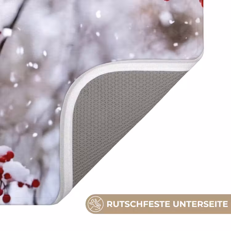 Bessen - Takken - Sneeuw - Winter - Kleurrijk Badmat middel -USP_AntislipDE