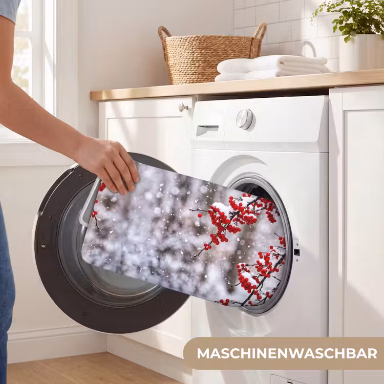 Bessen - Takken - Sneeuw - Winter - Kleurrijk Badmat middel -USP_WasbaarDE