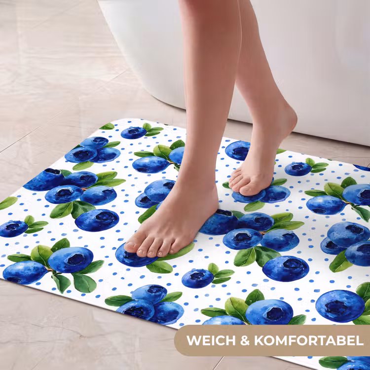 Bessen - Patroon - Blauw Badmat middel 997 -USP_ZachtDE