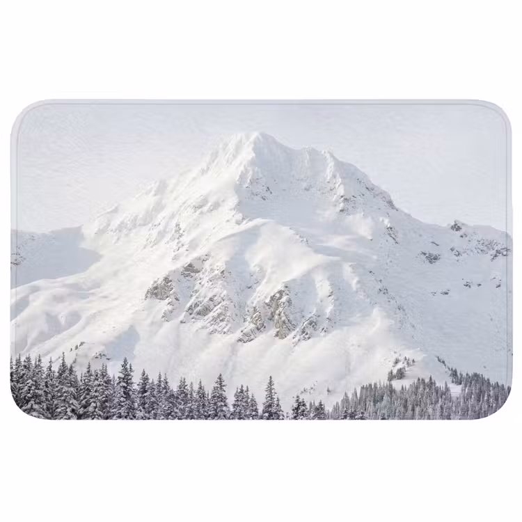 Berg - Sneeuw - Winter - Natuur - Wit Badmat middel -3d