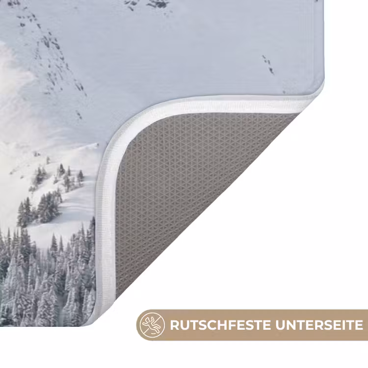 Berg - Sneeuw - Winter - Natuur - Wit Badmat middel -USP_AntislipDE