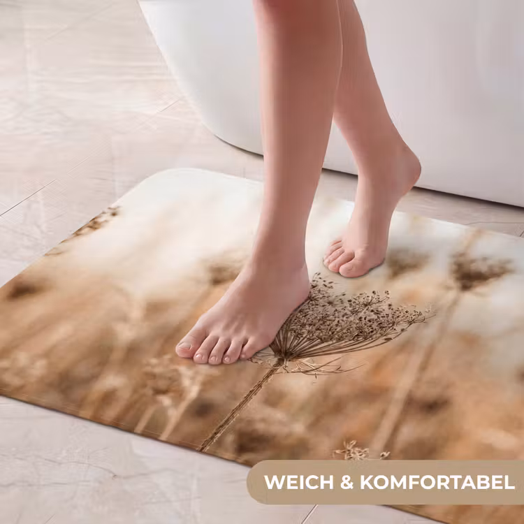 Schermbloem - Droogbloem - Winter - Beige - Minimalistisch Badmat middel -USP_ZachtDE