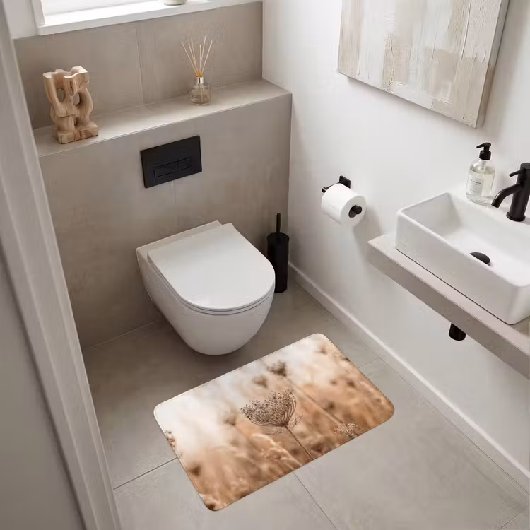 Schermbloem - Droogbloem - Winter - Beige - Minimalistisch Badmat middel -sfeer4