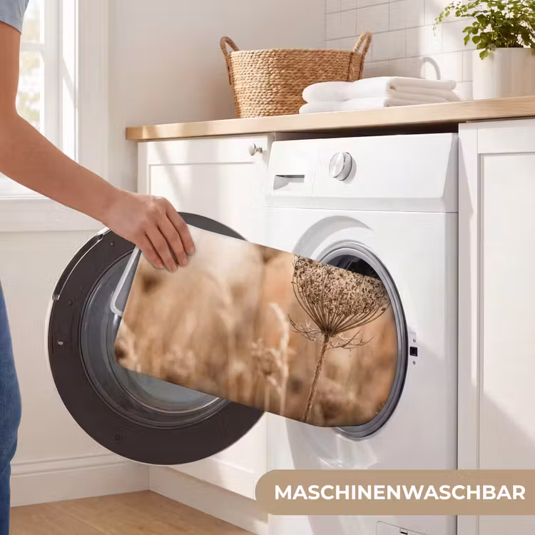 Schermbloem - Droogbloem - Winter - Beige - Minimalistisch Badmat middel -USP_WasbaarDE
