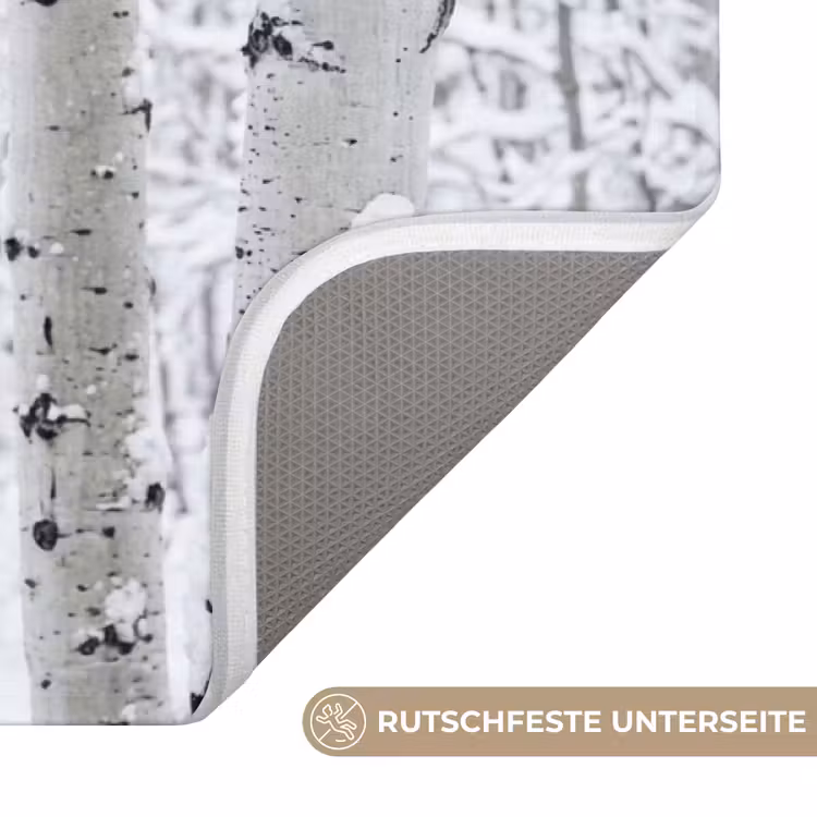 Berkenbomen - Sneeuw - Winter - Bos - Wit Badmat middel -USP_AntislipDE