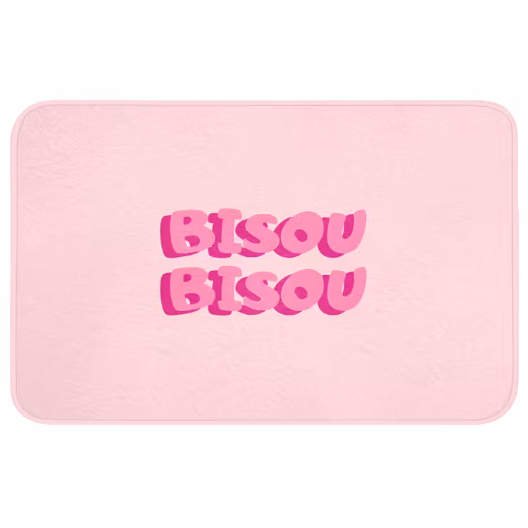Bisou - Roze - Dikke letters Badmat middel -3d