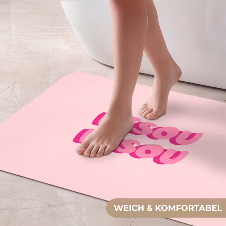 Bisou - Roze - Dikke letters Badmat middel -USP_ZachtDE