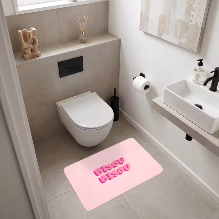 Bisou - Roze - Dikke letters Badmat middel -sfeer4