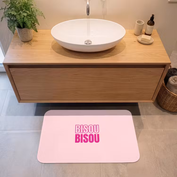 Bisou - Roze - Minimalistisch Badmat middel -sfeer1