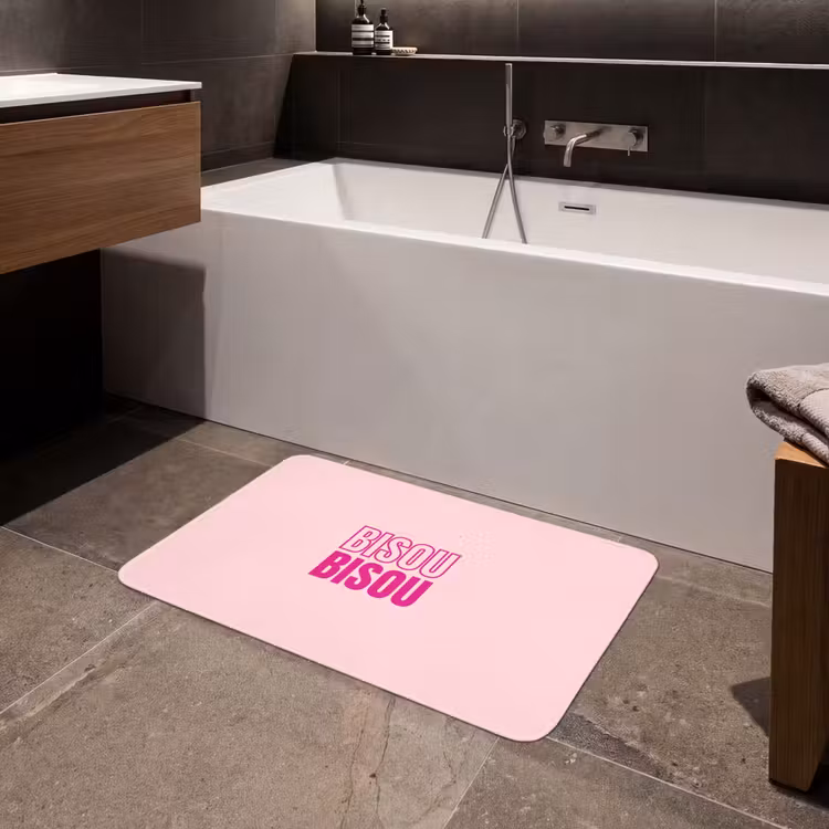Bisou - Roze - Minimalistisch Badmat middel -sfeer3